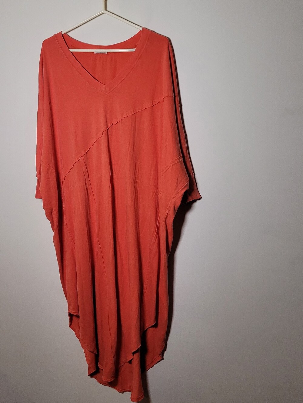 Free People Intimately Dress Size SP oversized Orange Relaxed Boho V Neck Cotton
